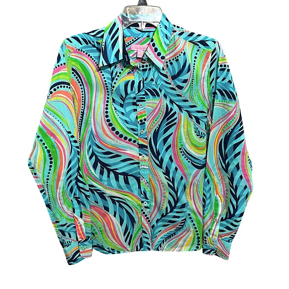 Lilly Pulitzer Multi-Color Swirl Print Button-Down Shirt